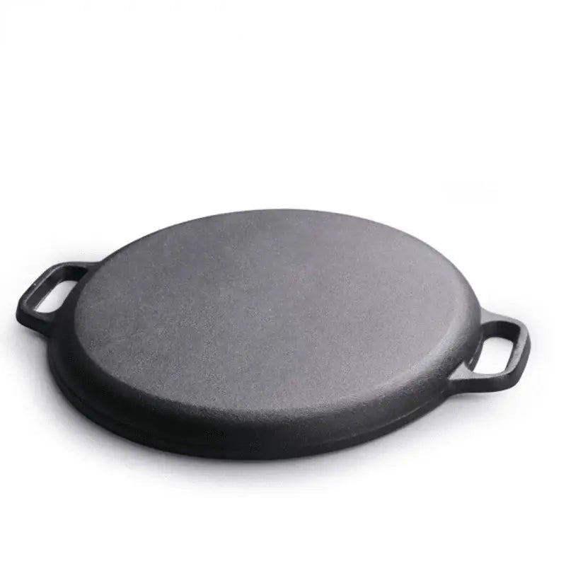 Black cast iron skillet pan kitchen griddle with two handles
