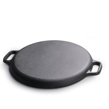 Black cast iron skillet pan kitchen griddle with two handles
