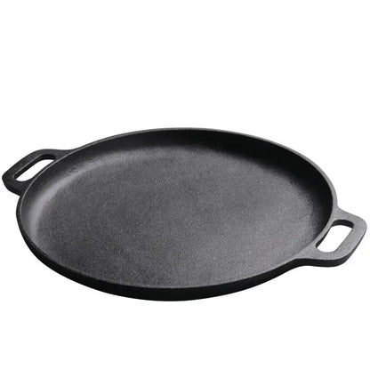 Black cast iron skillet pan kitchen griddle with two handles