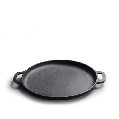 Black cast iron skillet pan kitchen griddle with two handles