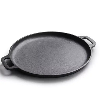 Black cast iron skillet pan kitchen griddle with two handles