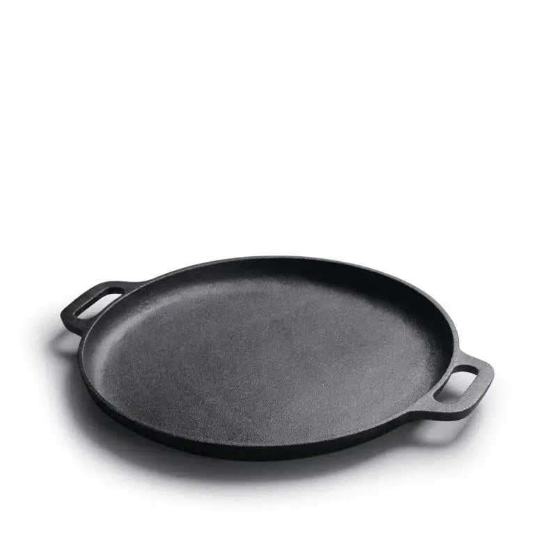 Black cast iron skillet pan kitchen griddle with two handles