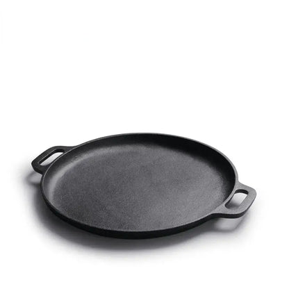 Black cast iron skillet pan kitchen griddle with two handles