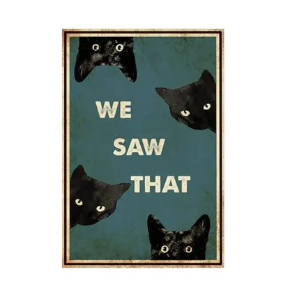 Vintage teal and gold black cat music poster living room wall art
