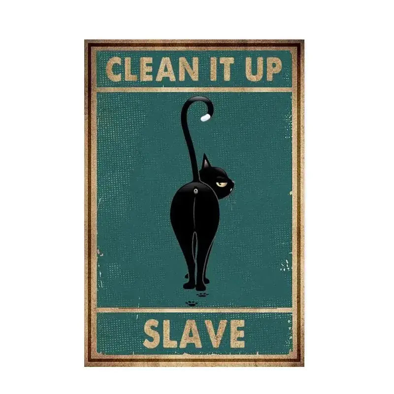 Vintage teal and gold black cat music poster living room wall art