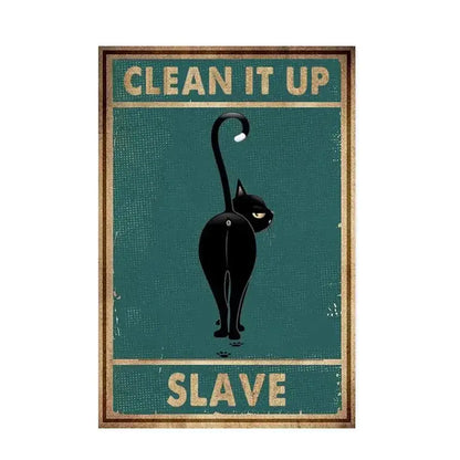 Vintage teal and gold black cat music poster living room wall art