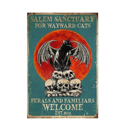 Vintage teal and gold black cat music poster living room wall art