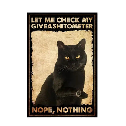 Vintage teal and gold black cat music poster living room wall art
