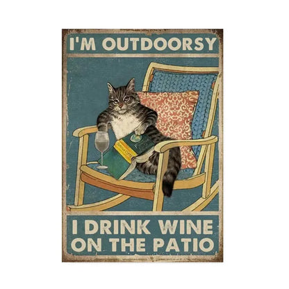 DecorBites™ Black Cat Reading Music Poster for Home Decor