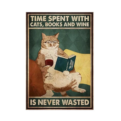 DecorBites™ Black Cat Reading Music Poster for Home Decor