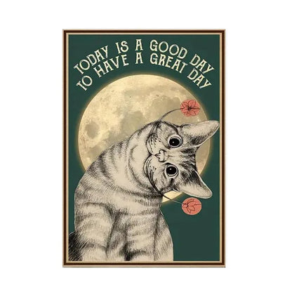 DecorBites™ Black Cat Reading Music Poster for Home Decor
