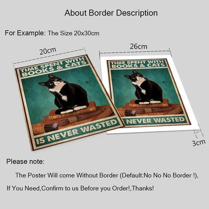DecorBites™ Black Cat Reading Music Poster for Home Decor