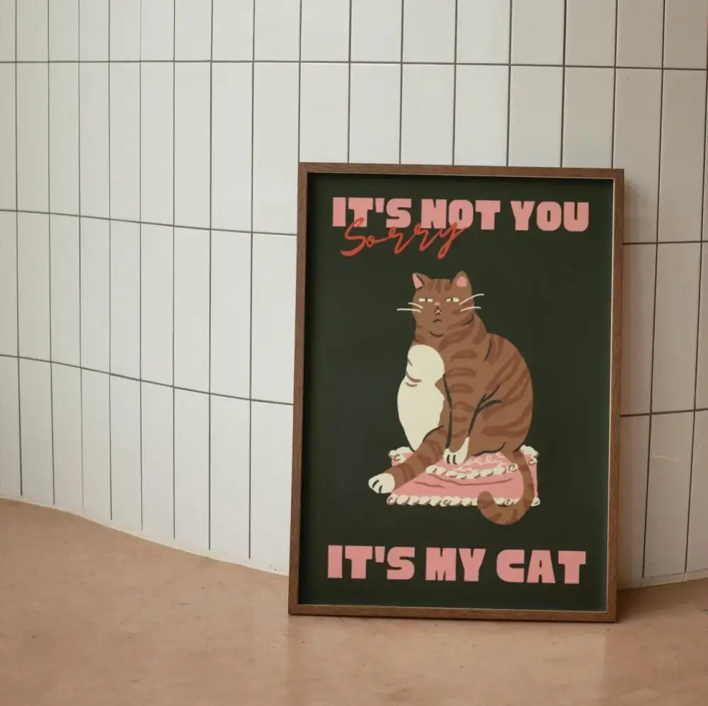 Quirky red black cat wall art canvas – living room toast decor