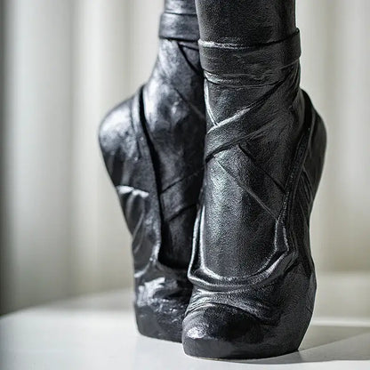 Black ceramic ballet shoes vase bedroom decor