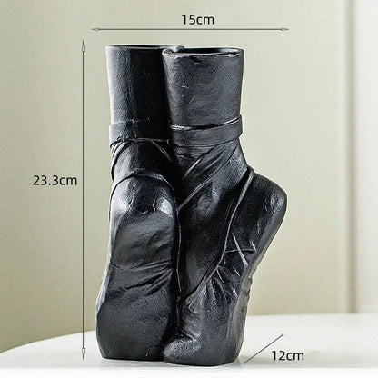 Black ceramic ballet shoes vase bedroom decor