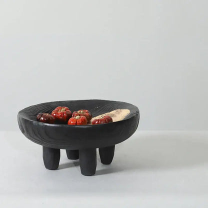 Black ceramic imitation wood grain corner tray kitchen bowl
