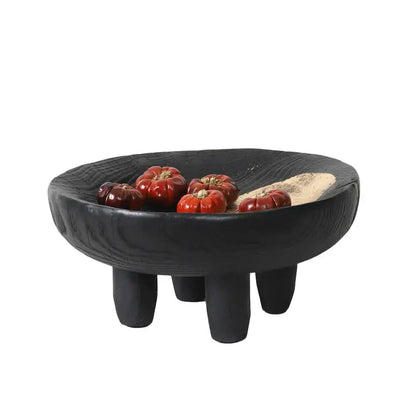 Black ceramic imitation wood grain corner tray kitchen bowl
