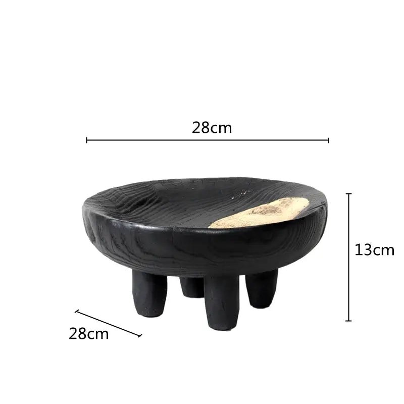 Black ceramic imitation wood grain corner tray kitchen bowl