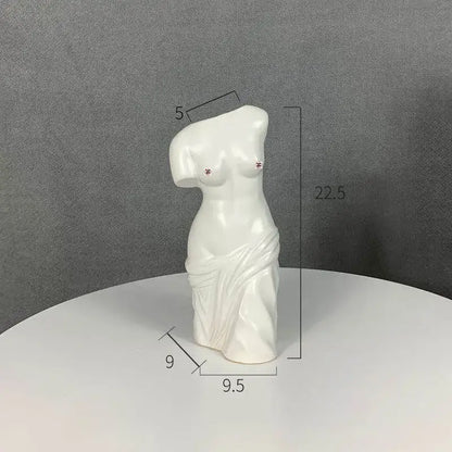 Black ceramic female body figurine bust vase living room decor