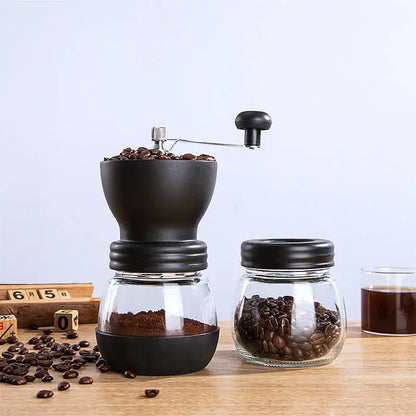 Black ceramic hand rocking coffee grinder kitchen manual mill