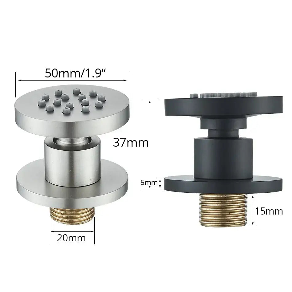 Black chrome & brushed nickel brass body round shower spa jets bathroom