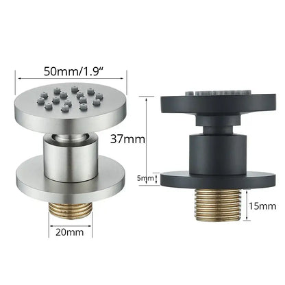 Black chrome & brushed nickel brass body round shower spa jets bathroom