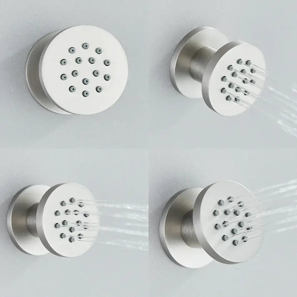 Black chrome & brushed nickel brass body round shower spa jets bathroom