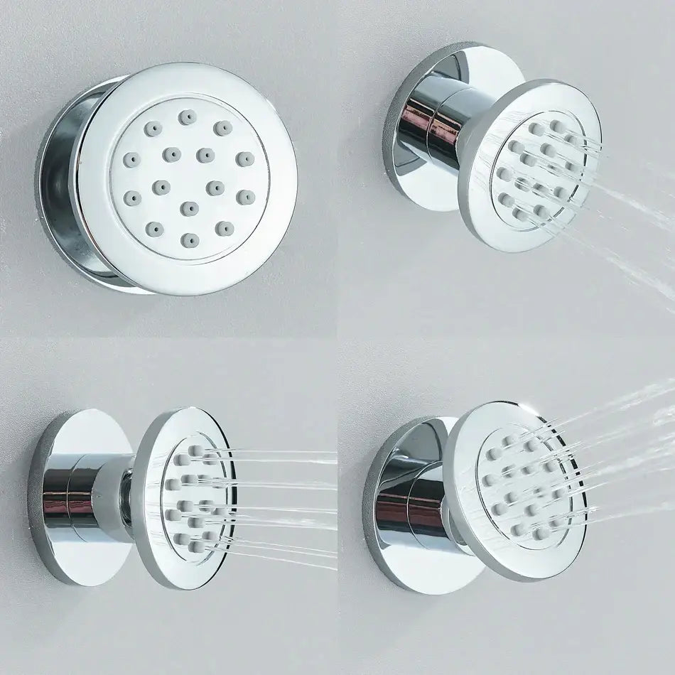 Black chrome & brushed nickel brass body round shower spa jets bathroom