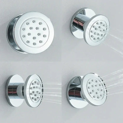 Black chrome & brushed nickel brass body round shower spa jets bathroom
