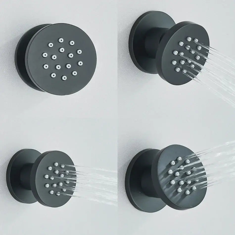 Black chrome & brushed nickel brass body round shower spa jets bathroom