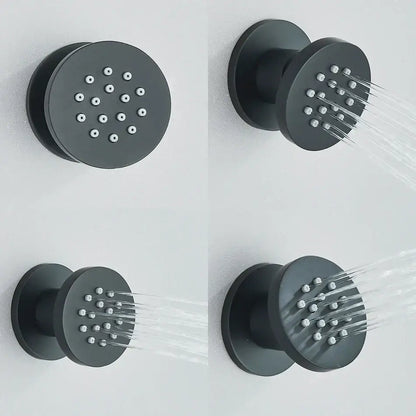 Black chrome & brushed nickel brass body round shower spa jets bathroom