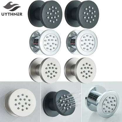 Black chrome & brushed nickel brass body round shower spa jets bathroom