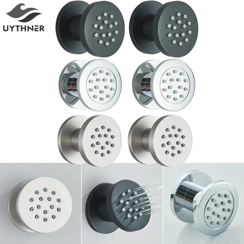 Black chrome & brushed nickel brass body round shower spa jets bathroom