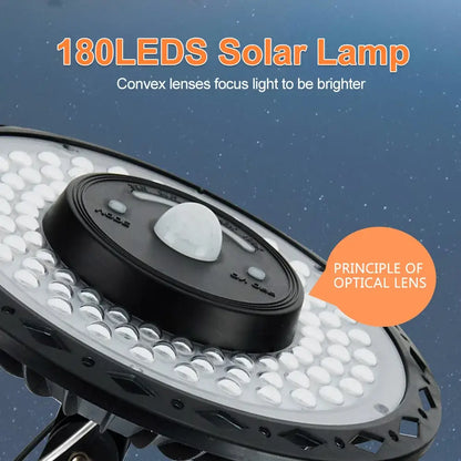 Black circular 180led solar shed light with remote garage fixture