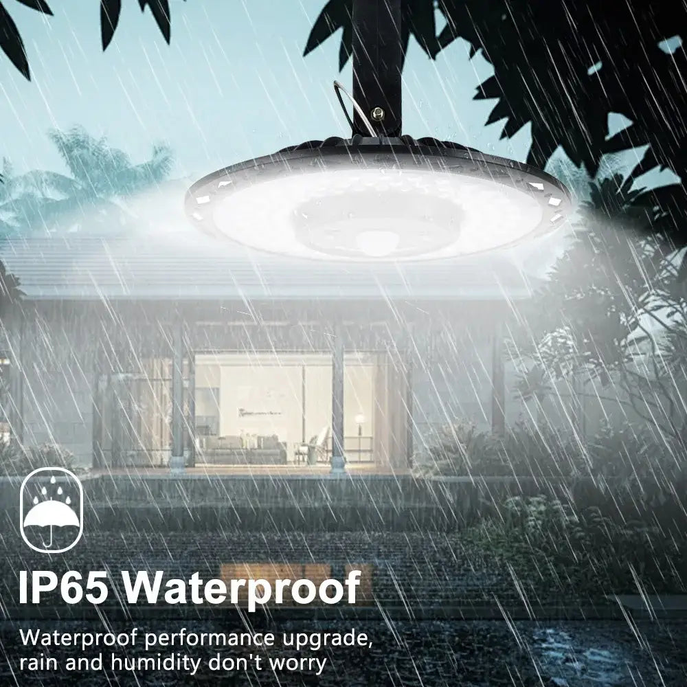 Black circular 180led solar shed light with remote garage fixture