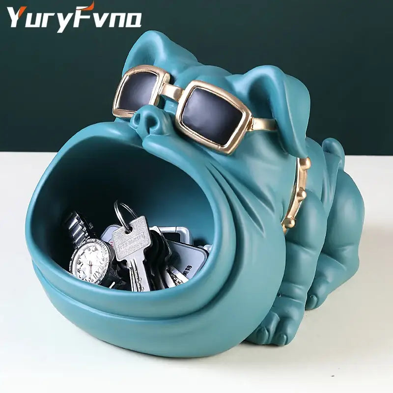 Black cool dog sculpture candy holder and coin bank living room decor