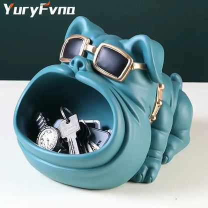 Black cool dog sculpture candy holder and coin bank living room decor