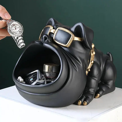Black cool dog sculpture candy holder and coin bank living room decor