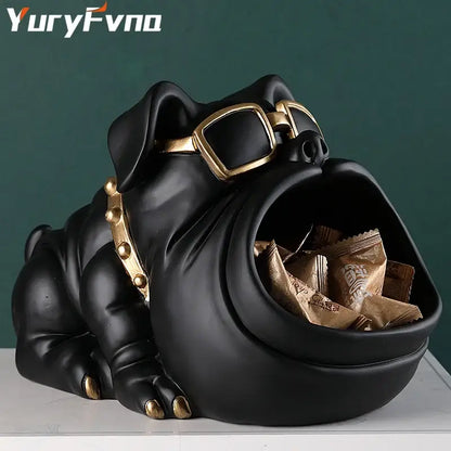 Black cool dog sculpture candy holder and coin bank living room decor