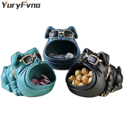 Black cool dog sculpture candy holder and coin bank living room decor