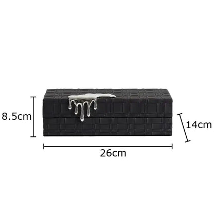 Black crocodile leather jewelry box bedroom silver drip storage case