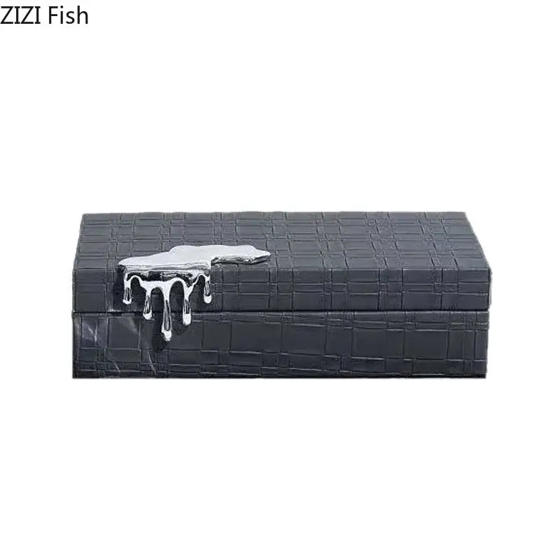 Black crocodile leather jewelry box bedroom silver drip storage case