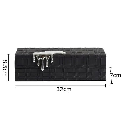 Black crocodile leather jewelry box bedroom silver drip storage case