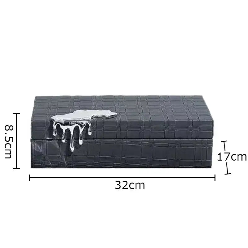 Black crocodile leather jewelry box bedroom silver drip storage case
