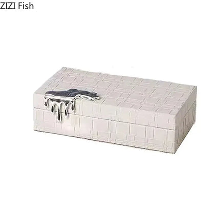 Black crocodile leather jewelry box bedroom silver drip storage case