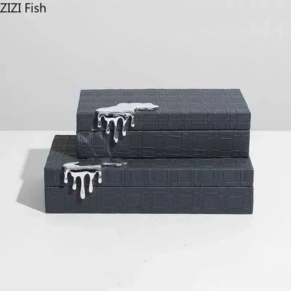 Black crocodile leather jewelry box bedroom silver drip storage case