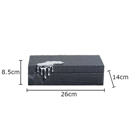 Black crocodile leather jewelry box bedroom silver drip storage case