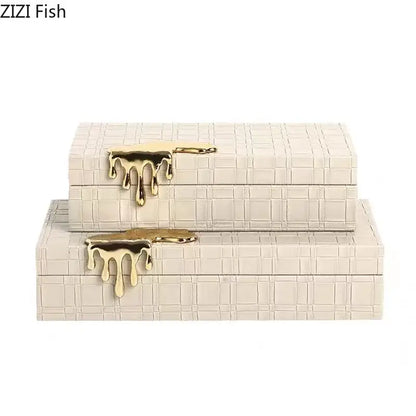 Black crocodile leather jewelry box bedroom silver drip storage case
