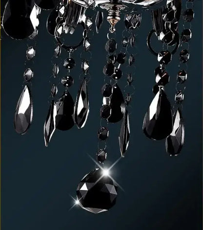 Black crystal chandelier lamps with fabric shades for dining room