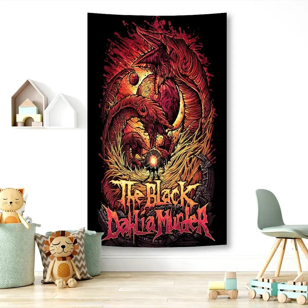 Black dahlia murder metal band tapestry studio wall decor